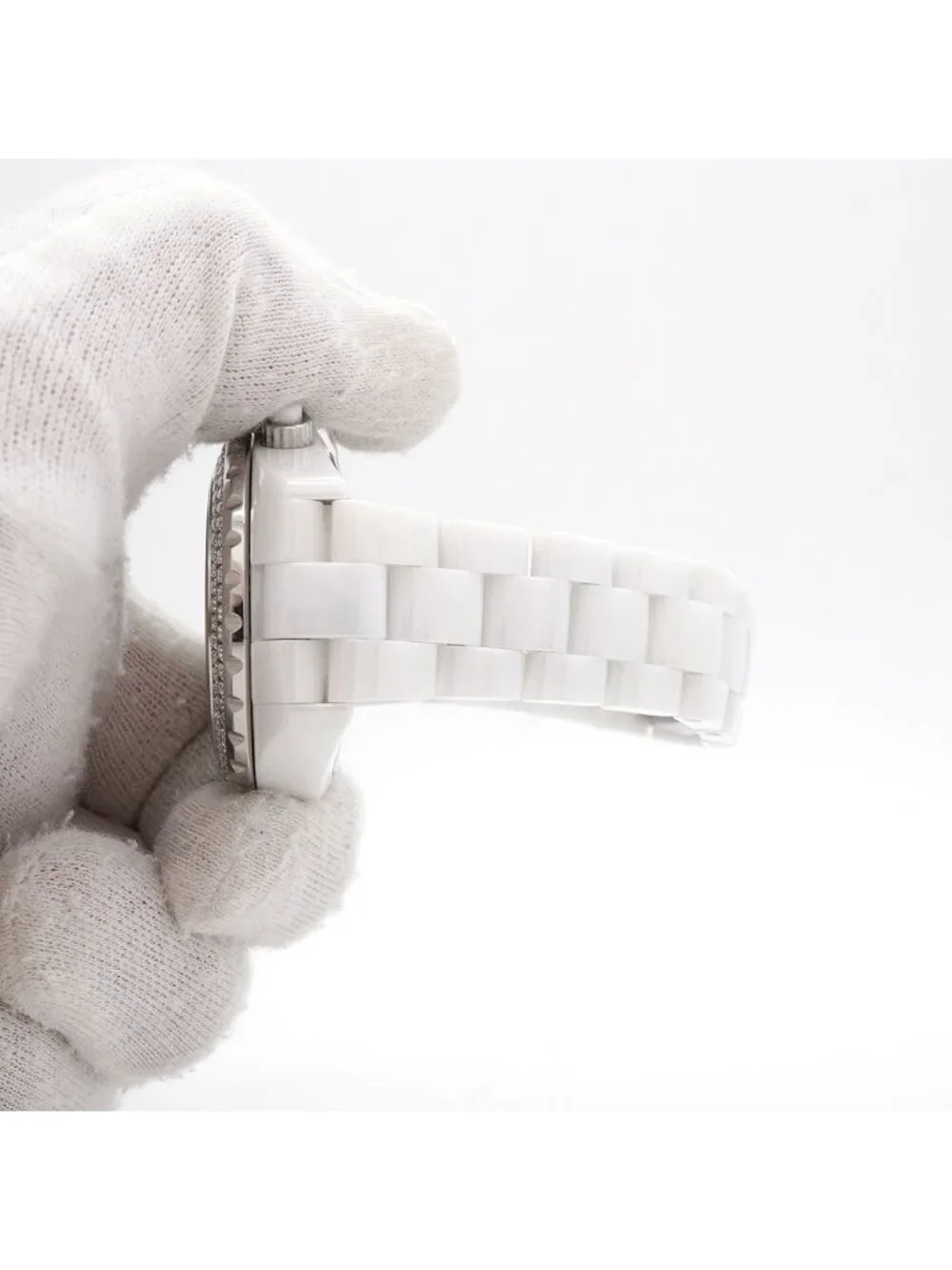 Chanel Chronograph Diamond Bezel White Dial Watch